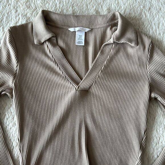 H&M long sleeve crop top tan size xs - Picture 14 of 16